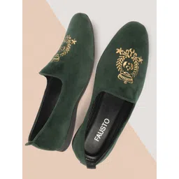 FAUSTO Men Embroidery Round Toe Lightweight Velvet Loafers-picture-36