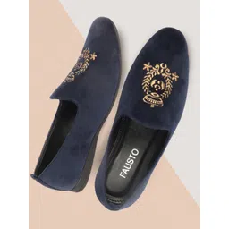 FAUSTO Men Embroidery Round Toe Lightweight Velvet Loafers-picture-34