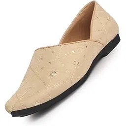 fausto Men Embroidery Sequin Ethnic Slip On Half Cut Juttis and Mojaris for Wedding|Festive Party Slip-On|Traditional Sherwani Shoes-picture-20