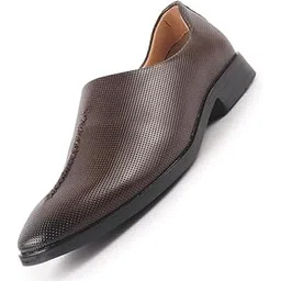 fausto Men Ethnic Wedding Juttis and Mojaris for Traditional Sherwani | Perforated Evening Party Stitched Slip-On Shoes-picture-31