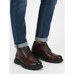 FAUSTO Men Genuine Leather Lace Up Uniform Low Top Boots-image-18