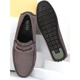 FAUSTO Men Lightweight Suede Penny Loafers-picture-12