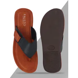 FAUSTO Men Navy Blue & Brown Thong Flip-Flops-picture-25