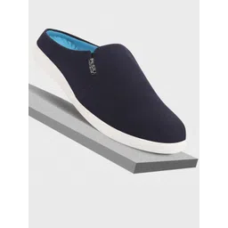 FAUSTO Men Navy Blue Colourblocked Slip-On Sneakers image 1