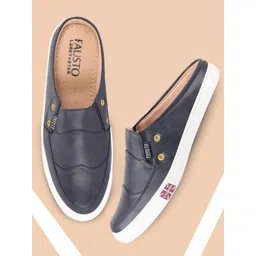FAUSTO Men Navy Blue PU Slip-On Sneakers-picture-23