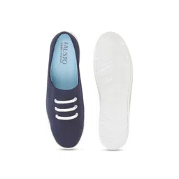 FAUSTO Men Navy Blue Solid Lightweight Slip-On Sneakers image 5