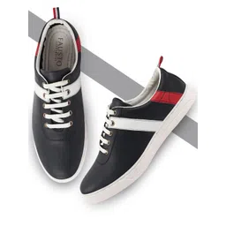 FAUSTO Men Navy Blue Striped PU Sneakers-picture-30