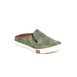 FAUSTO Men Olive Green Colourblocked PU Driving Shoes-picture-22