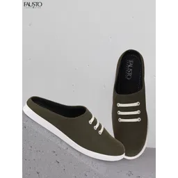 FAUSTO Men Olive Green Slip-On Sneakers-picture-27