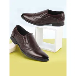 FAUSTO Men Perforated Leather Formal Slip On Shoes-picture-18