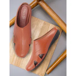 FAUSTO Men Tan & Black PU Comfort Sandals-picture-34