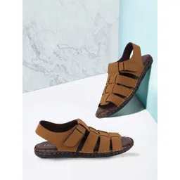 FAUSTO Men Tan & Brown Fisherman Sandals-picture-44