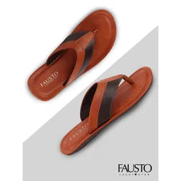 FAUSTO Men Tan & Brown Thong Flip-Flops-picture-20