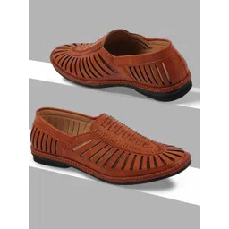 FAUSTO Men Tan Laser Cut Mojaris-picture-16