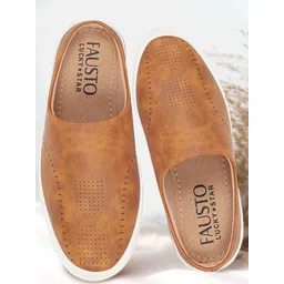 FAUSTO Men Tan PU Slip-On Sneakers-image-45