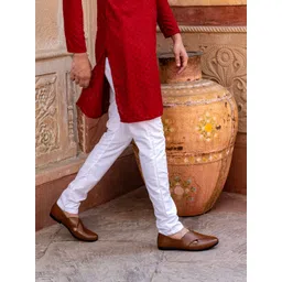 FAUSTO Men Tan Striped PU Slip-On Sneakers-image-39