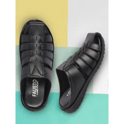 FAUSTO Men Textured Leather Comfort Sandals-picture-45