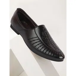 FAUSTO Men Textured Lightweight Comfort Insole Basics Mojaris With Laser Cuts-picture-39