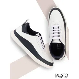 FAUSTO Men White & Black Colourblocked Sneakers-picture-41