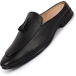 fausto Men's Back Open Tassle Leather Slip On Shoes for Outdoor|Evening|Festive|Occasions|Comfort|Lightweight with TPR Sole (6-13 UK)-picture-15