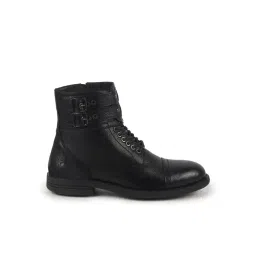 Fausto Men's Black Biker Boots-picture-39