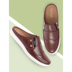 Fausto Men's Brown Mule Shoes-picture-34