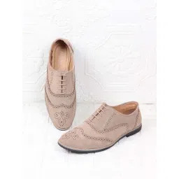 Fausto Men's Camel Brogue Shoes-picture-19