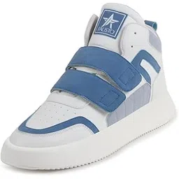 fausto Men's Colorblocked High Top Hook and Loop Adjustable Fasteners Adjustable Classic Sneakers|Memory Cushion Insole|Street Fashion Hi-Top Sneakers-picture-39