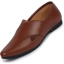 fausto Men's Ethnic Criss Cross Slip On Juttis and Mojaris for Wedding|Party|Occasions|Fashion|Stylish|Outdoor|Indoor|Lightweight|Shoes with Anti Skid Sole (6-12 UK)-picture-17