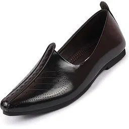 fausto Mens Laser Cut Ethnic Slip On Wedding Juttis and Mojaris | Festive Ethnic Dress Shoes-picture-43