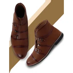 Fausto Men's Tan Monk Shoes image 1