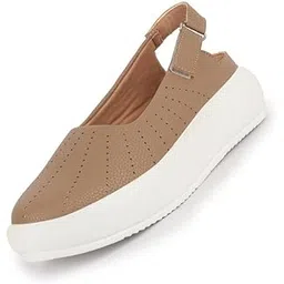 fausto Women Breathable Lazer Cut Design with Backstrap Height Enhancer Hook and Loop Slip on Shoes | Slingback Casual Platform Sandals| Cusioned Insole-picture-12