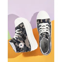 FAUSTO Women Camouflage Printed Lightweight Mid-Top Sneakers image 1
