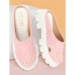 FAUSTO Women Leaf Printed Lightweight Mules With Laser Cuts-picture-27