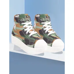 FAUSTO Women Printed Mid-Top Lightweight Canvas Sneakers-picture-31