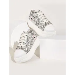 FAUSTO Women Printed Round Toe Canvas Lightweight Sneakers-picture-36