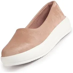 fausto Women Soft Upper Platform Slip-On Shoes with Cushioned Insole | White Sole Lightweight Casual Comfort Ballet Flats | Ballerina Shoes Anti Skid Sole-picture-12