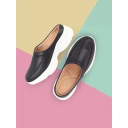 FAUSTO Women Textured Laser Cuts Detail Lightweight Mules-picture-24