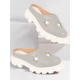 FAUSTO Women Textured Lightweight Comfort Insole Heeled Mule Sneakers With Laser Cuts-picture-17