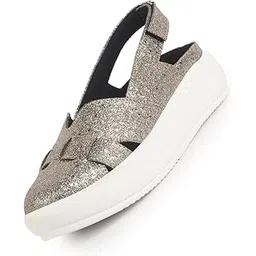 fausto Women's Embellished Backstrap Height Enhancer Hook and Loop Slip on Shoes|Casual Shoe|Evening Party Shoe|Anti Skid Sole-picture-37