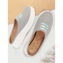 Fausto Women's Grey Mule Shoes-picture-16