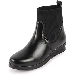 fausto Women's Mid Top Socks Collar Slip On Broad Feet Wedge Heel Work Boots-picture-18