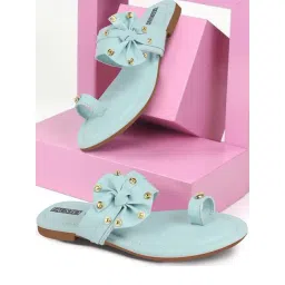 Fausto Women's Sky Blue Toe Ring Sandals-picture-19