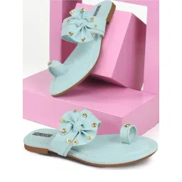 Fausto Women's Sky Blue Toe Ring Sandals-picture-41