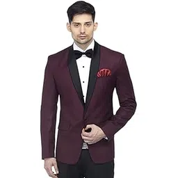 favoroski Designer Men's Slim Fit Notch Lapel Collar Tuxedo Blazer-picture-17