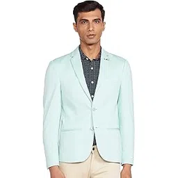 favoroski Designer Men's Slim Fit Notched Lapel Single Breasted Solid Blazer (Light Green, S)-picture-30