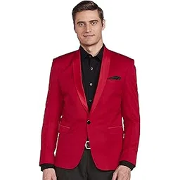 favoroski Designer Men's Slim Italian Fit Shawl Collar Tuxedo Suit Blazer, Navy Blue-picture-18