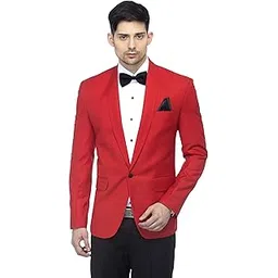 favoroski Designer Men's Solid Poly Viscose Slim Fit Shawl Collar Tuxedo Suit Blazer-picture-24