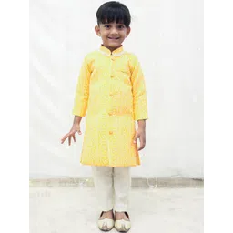 Fayon Kids Boys Ethnic Motifs Printed Regular Pure Cotton Kurta with Trousers-picture-30