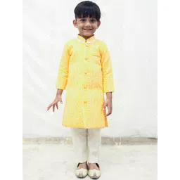 Fayon Kids Boys Floral Printed Regular Pure Cotton Kurta with Trousers-picture-25